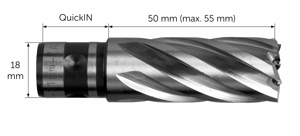 HSS Nova 50 core bit with QuickIN holder